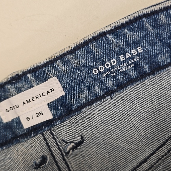 Good American GOOD EASE RELAXED DIAMOND JEANS - NWT - Size 6 - crystal pinstripe - Picture 10 of 16